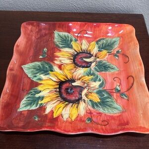 Large, Discontinued, Maxcera Corp, Sunset Sunflower Plate